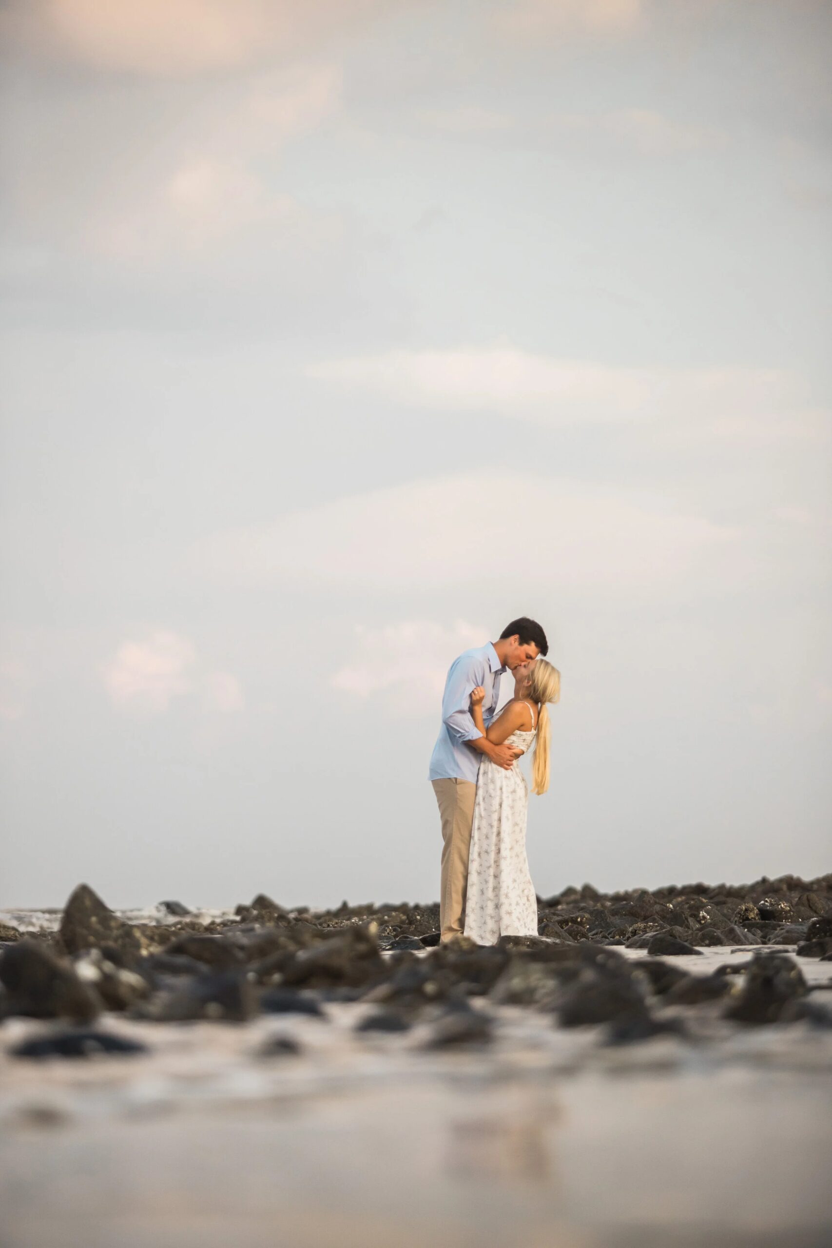 Couple celebrating an engagement session